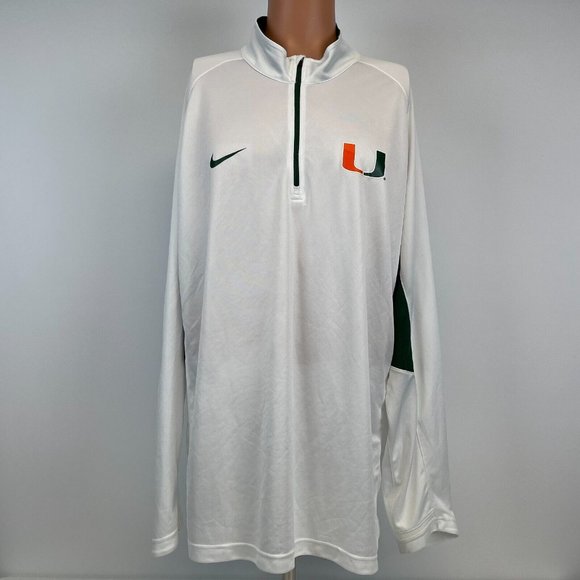 Nike Miami Hurricanes Quarter Zip Dri Fit Jacket NCAA College White Size 2XL - Picture 2 of 4